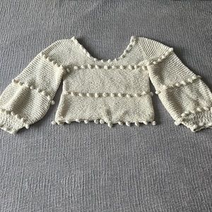 Apiece Apart Cropped Long Sleeve Cotton Sweater SZ M